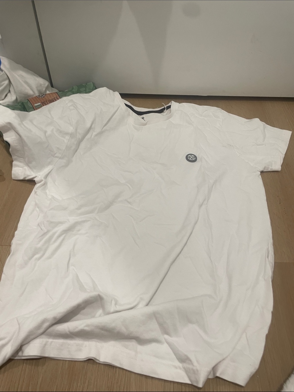Men's White Crew Neck Tee with Subtle Chest Logo
